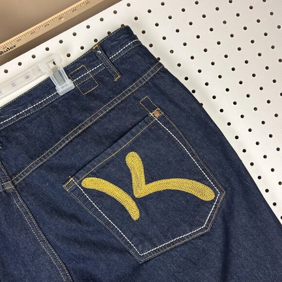 Karl Kani 90s Baggy Jeans 42x32 Gold Logo Pocket Streetwear Skate Wide Leg Denim - Picture 3 of 8